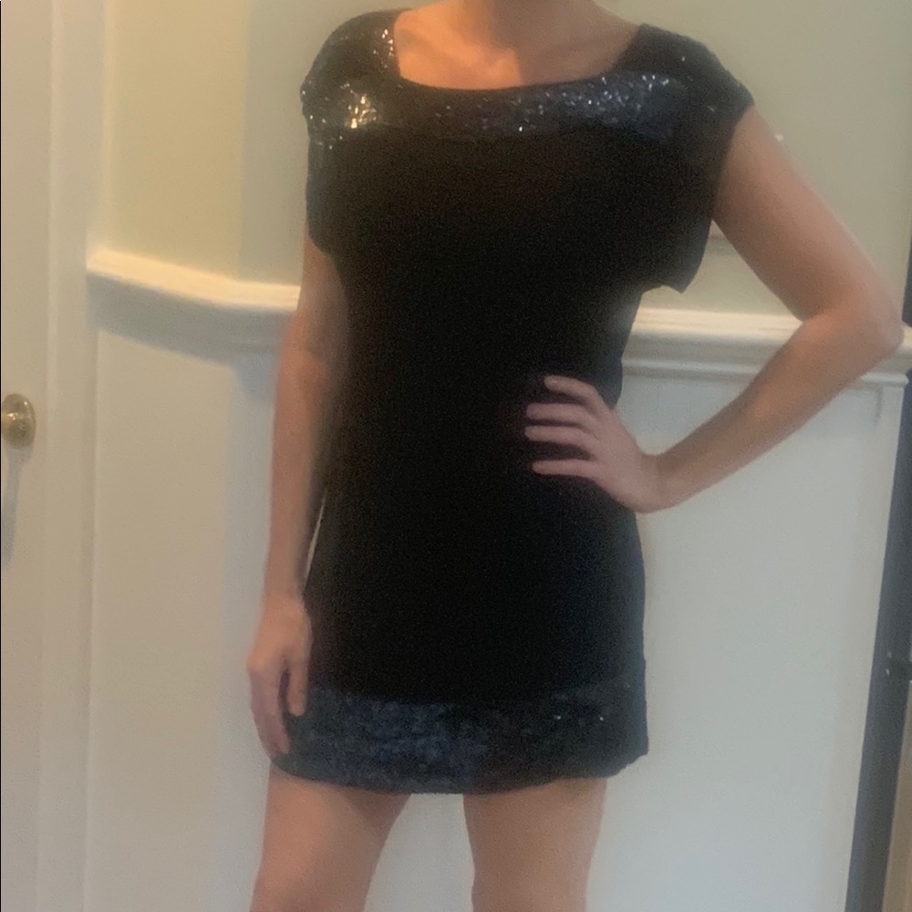 French Connection sequin bead black tunic / dress